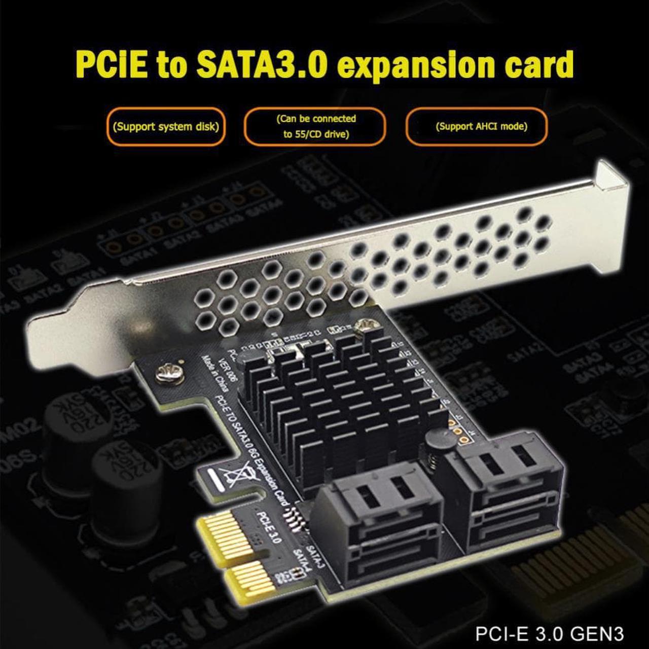 4 Port SATA III PCIe Expansion Card 6Gbps SATA 3.0 to PCI-e 1X Controller Card PCI Express Adapter Converter with Bracket