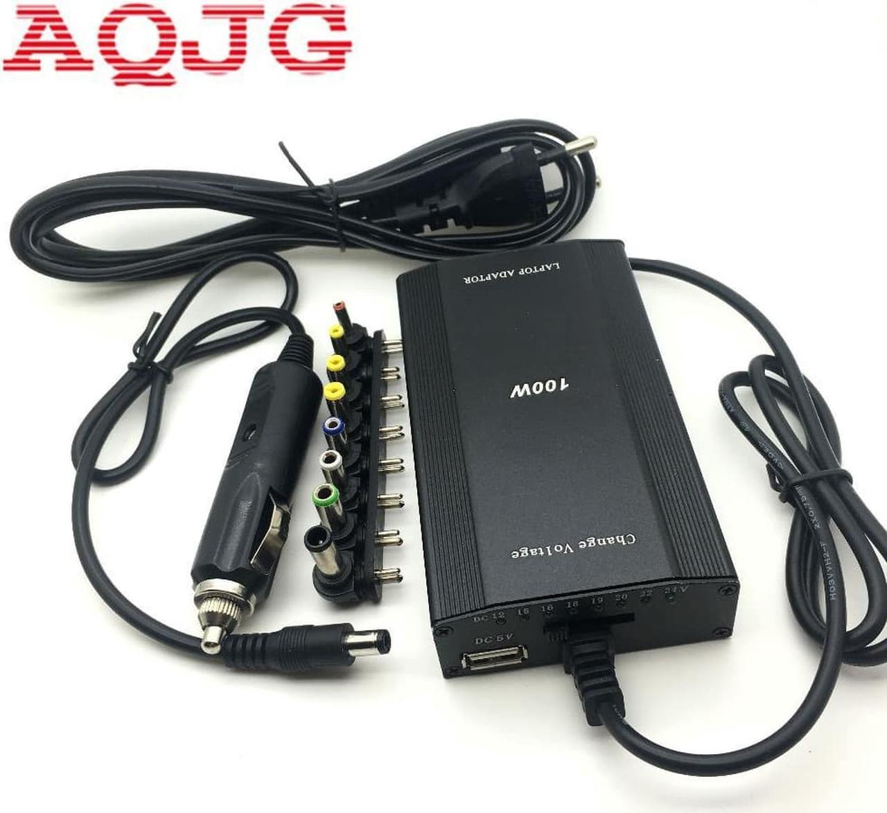 Metal Universal Adapter for Laptop In Car DC Charger Notebook AC Adapter Power Supply 100W  with cigarette lighter Ac cable AQJG