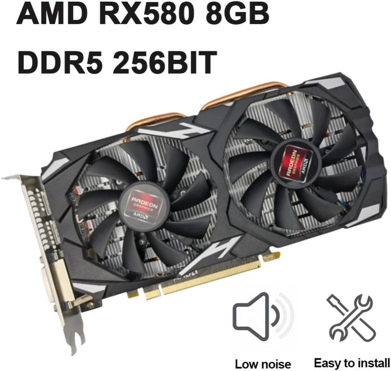 RX580 Graphics Card 8GB DDR5 256Bit Video Card Dual Cooling Fan Low Operation Noise Desktop Computer PC Accessories