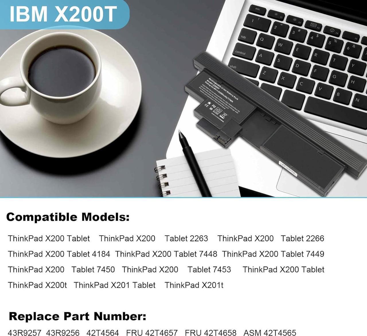 Alt view image 5 of 7 - Fancy Buying Laptop Battery for IBM Lenovo ThinkPad X200 Tablet 2263 2266 4184 7448 7449 7450 7453 42T4564 43R9257 ThinkPad X200 X201 X201t