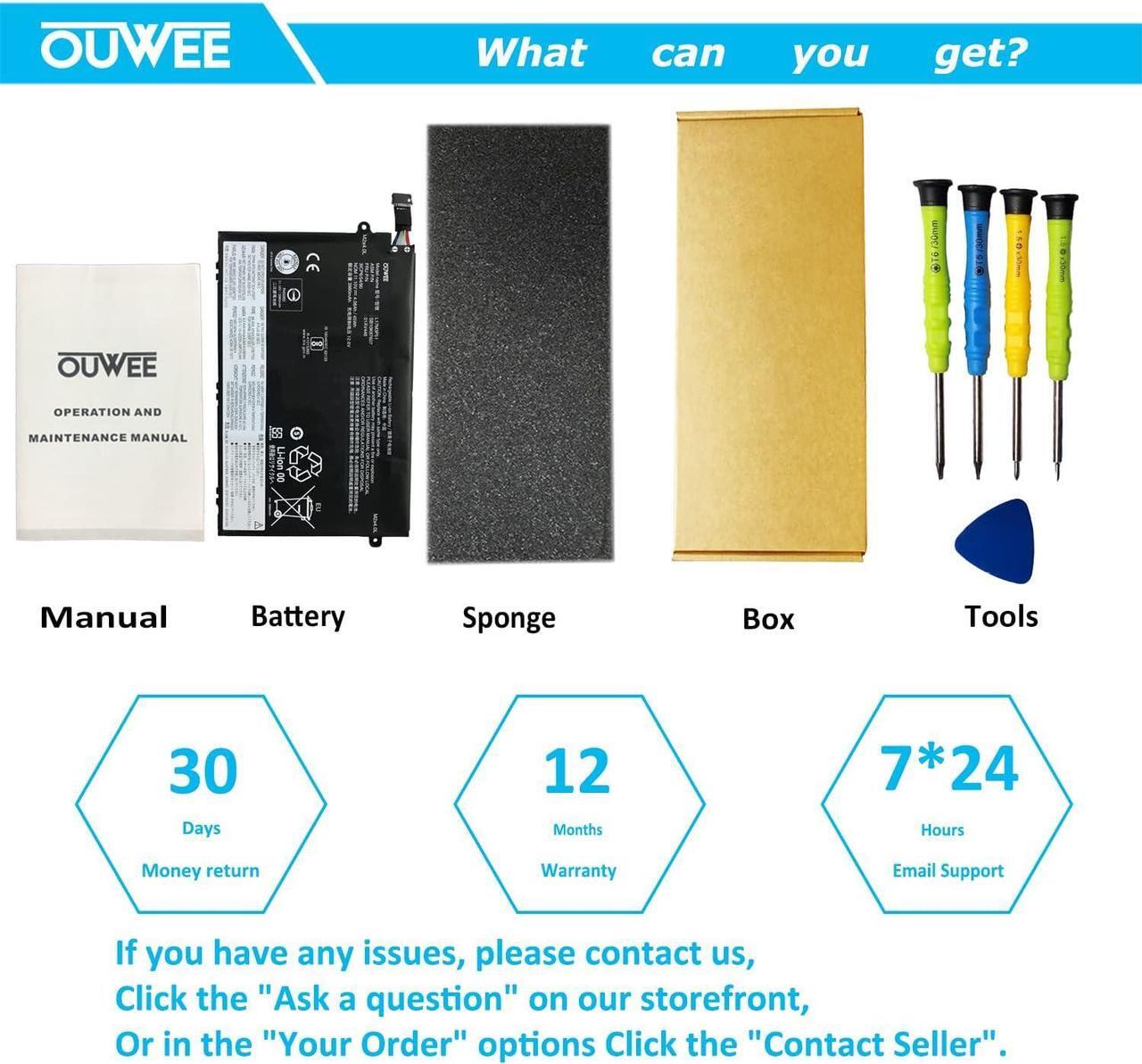 Alt view image 7 of 7 - OUWEE L17M3P51 Laptop Battery Compatible with Lenovo ThinkPad E14 E15 E480 E485 E495 E580 E585 E490 E590 E595 Series L17C3P51 SB10K97609 01AV448 L17M3P52 01AV447 L17L3P51 01AV445 01AV446 11.1V 45Wh