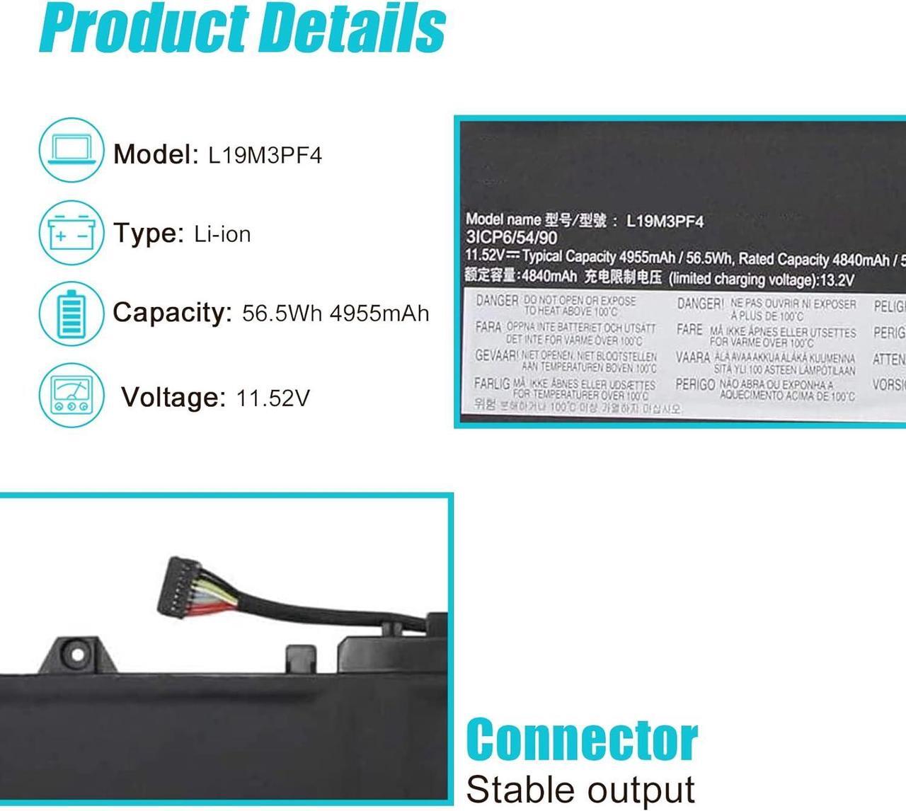 Alt view image 2 of 7 - L19M3PF4 5B10W86939 Battery Replacement for Lenovo IdeaPad 5-14ALC05 5-14ARE05 5-14ARE05 5-14ITL05 Series L19C3PF3 5B10W86957 L19M3PF3 5B10W86936 L19L3PF7 5B10W86943