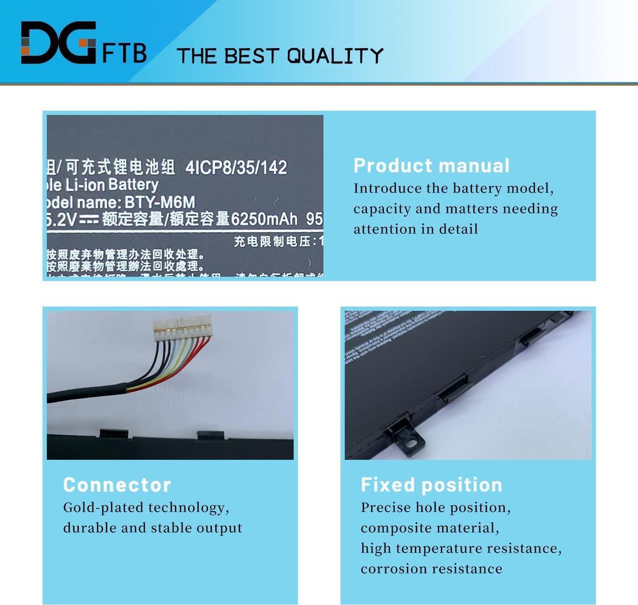 Alt view image 2 of 7 - BTY-M6M Battery Replacement for MSI GS66 Stealth 10SE 10SF 11UE 11UH GE66 Raider 10UG 11UG GE76 Raider 11UE 11UG 11UH GE76 Dragon Tiamat 11UH WS66 10TM 10TMT 11UMT 11UKT WE76 11UM (15.2V 95Wh/6250mAh)