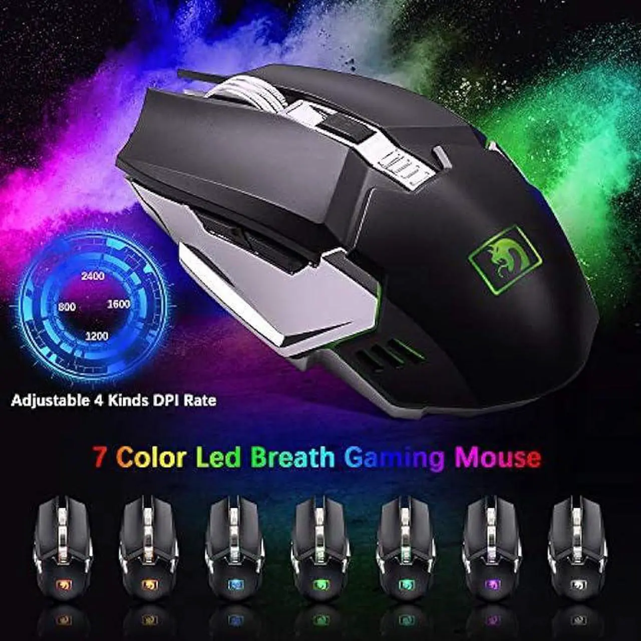 Alt view image 3 of 6 - Wireless Gaming Keyboard and Mouse Combo,3 in 1 Rainbow LED Rechargeable Keyboard Mouse with 3800mAh Battery Metal Panel,10 Colors RGB Gaming Mouse Pad (32.5x12x0.15 inch),7 Colors Mute Gaming Mouse