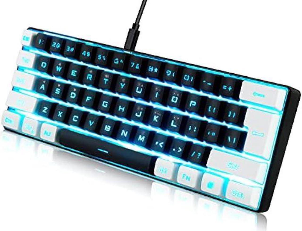 Main image of abucow Gaming Keyboard Minimalist Portable Wired Ultra-Compact Mini Imitation 61 Keys RGB Backlit Keyboard (Black-White)