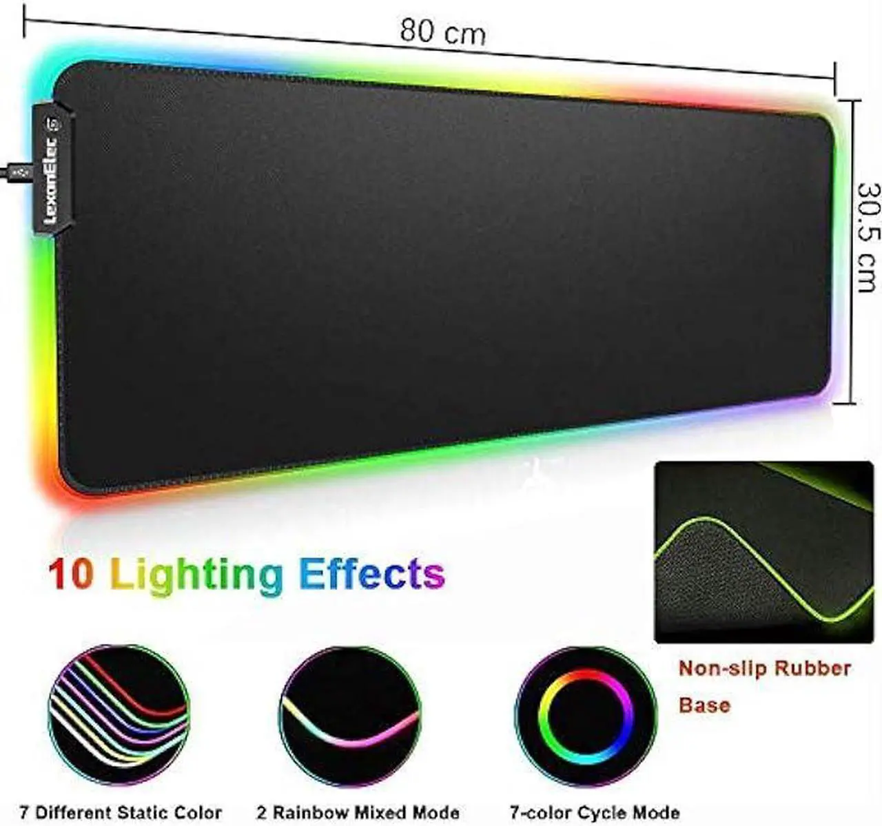 Alt view image 4 of 6 - Wireless Gaming Keyboard and Mouse Combo,3 in 1 Rainbow LED Rechargeable Keyboard Mouse with 3800mAh Battery Metal Panel,10 Colors RGB Gaming Mouse Pad (32.5x12x0.15 inch),7 Colors Mute Gaming Mouse