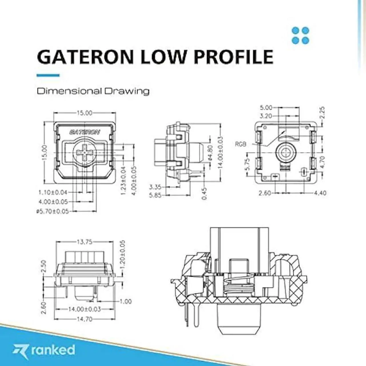 Alt view image 5 of 6 - Gateron ks-27 Low Profile Key Switches for Mechanical Gaming Keyboards | Plate Mounted (Gateron Red, 90 Pcs)