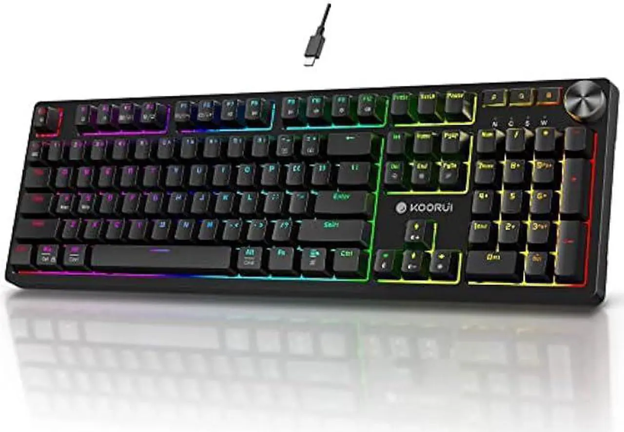 Main image of KOORUI Gaming Keyboards,104 Keys Full Size Mechanical Keyboard Wired 26 RGB Backlit with Blue Switch Gamer Keyboards for Windows MacOS Linux