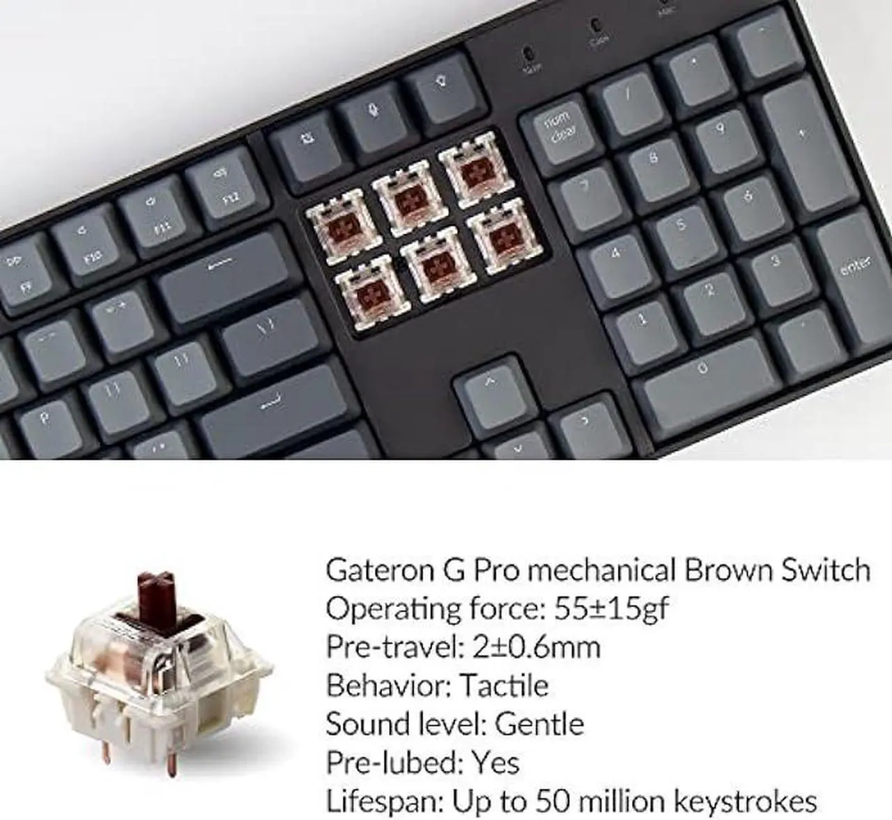 Alt view image 2 of 7 - Keychron K10 Full Size Layout Bluetooth Wireless/USB Wired Mechanical Gaming Keyboard for Mac with Gateron G Pro Brown Switch/Multitasking/RGB Backlight 104 Keys Computer Keyboard for Windows Laptop