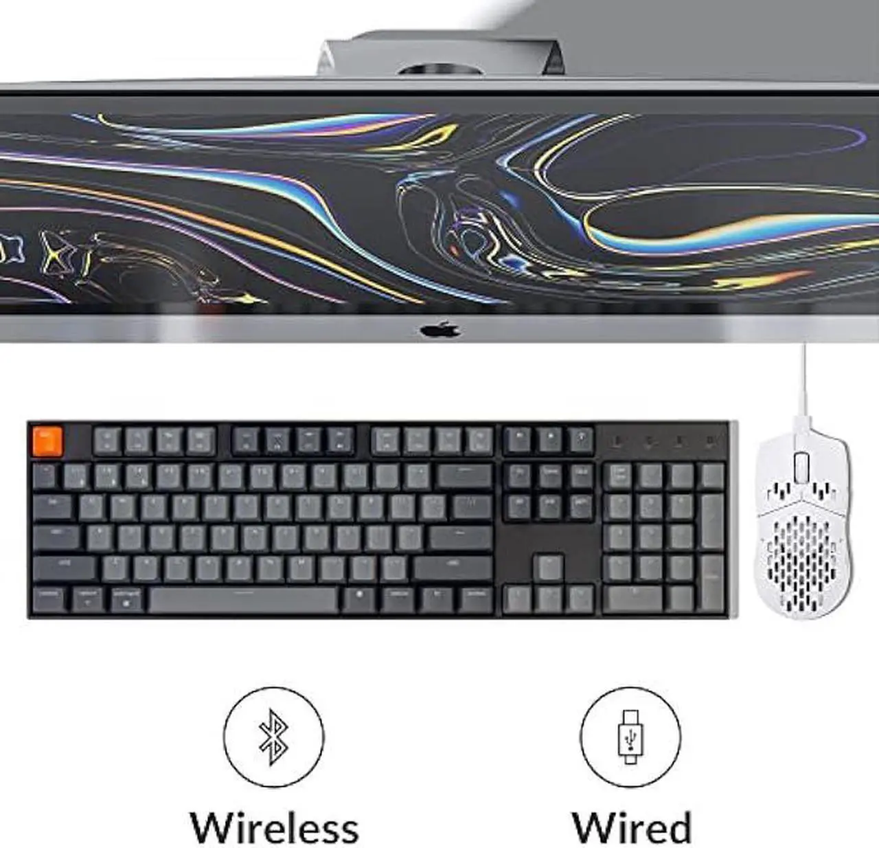Alt view image 4 of 7 - Keychron K10 Full Size Layout Bluetooth Wireless/USB Wired Mechanical Gaming Keyboard for Mac with Gateron G Pro Brown Switch/Multitasking/RGB Backlight 104 Keys Computer Keyboard for Windows Laptop