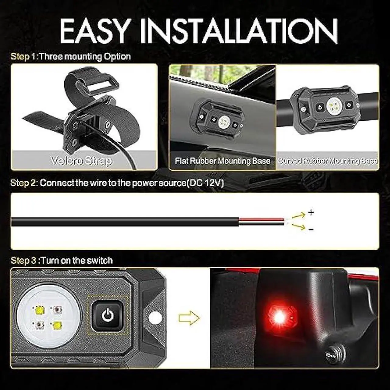 Alt view image 6 of 7 - UTV Dome Light, Rfroad lighting 12v Universal Roll Bar Mount Led Light UTV Interior Dome Light Utility Roll Cage Dome Light Map Light For UTV ATV Polaris RZR Can-Am Truck Golf Cart SXS Cab - White/Red