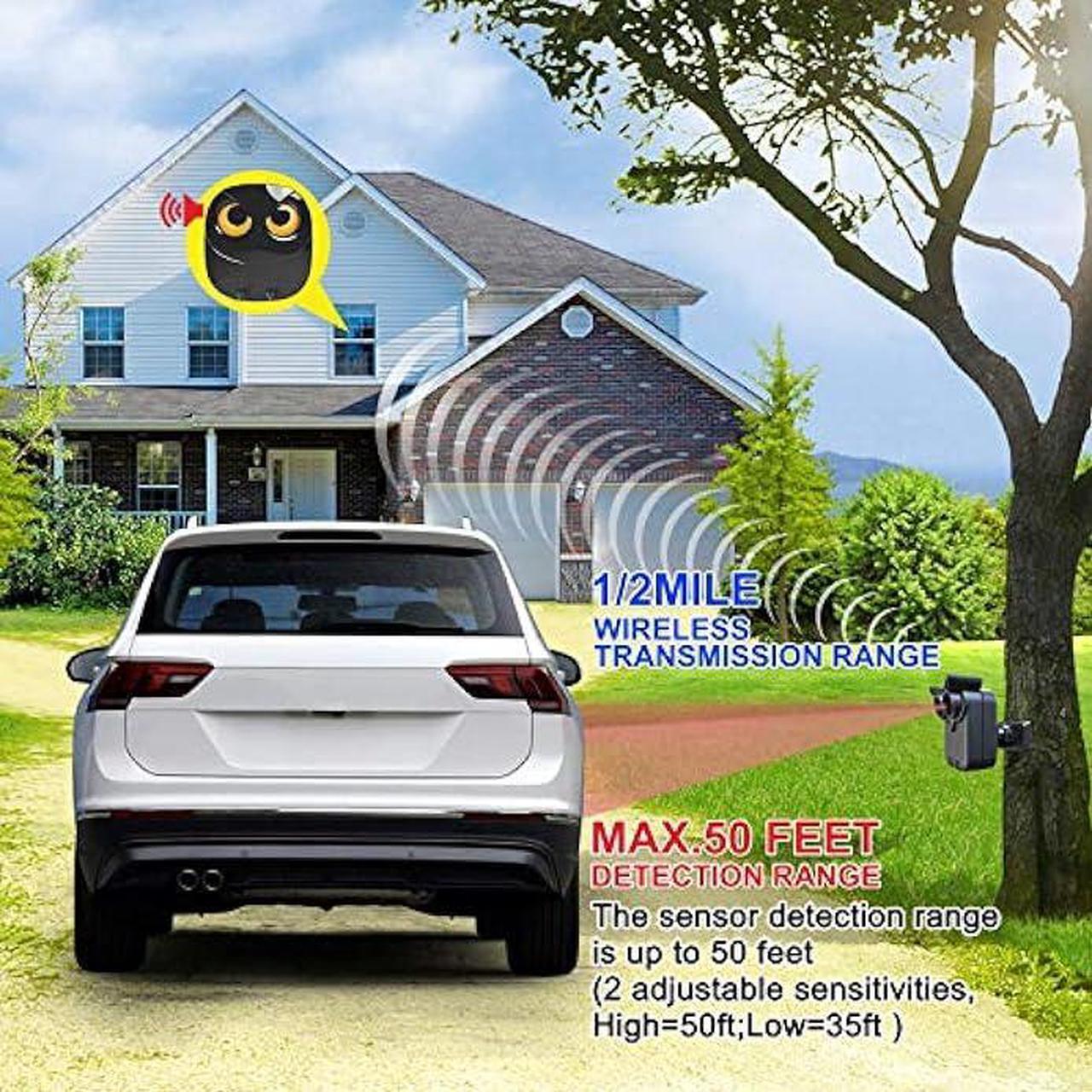 Alt view image 2 of 6 - Driveway Alarm- 1/2 Mile Long Range Wireless Driveway Alarm Weather Resistant Motion Sensor&Detector-DIY Security Alert System-Monitor&Protect Outdoor/Indoor Property - 1 Receiver and 1 Sensor