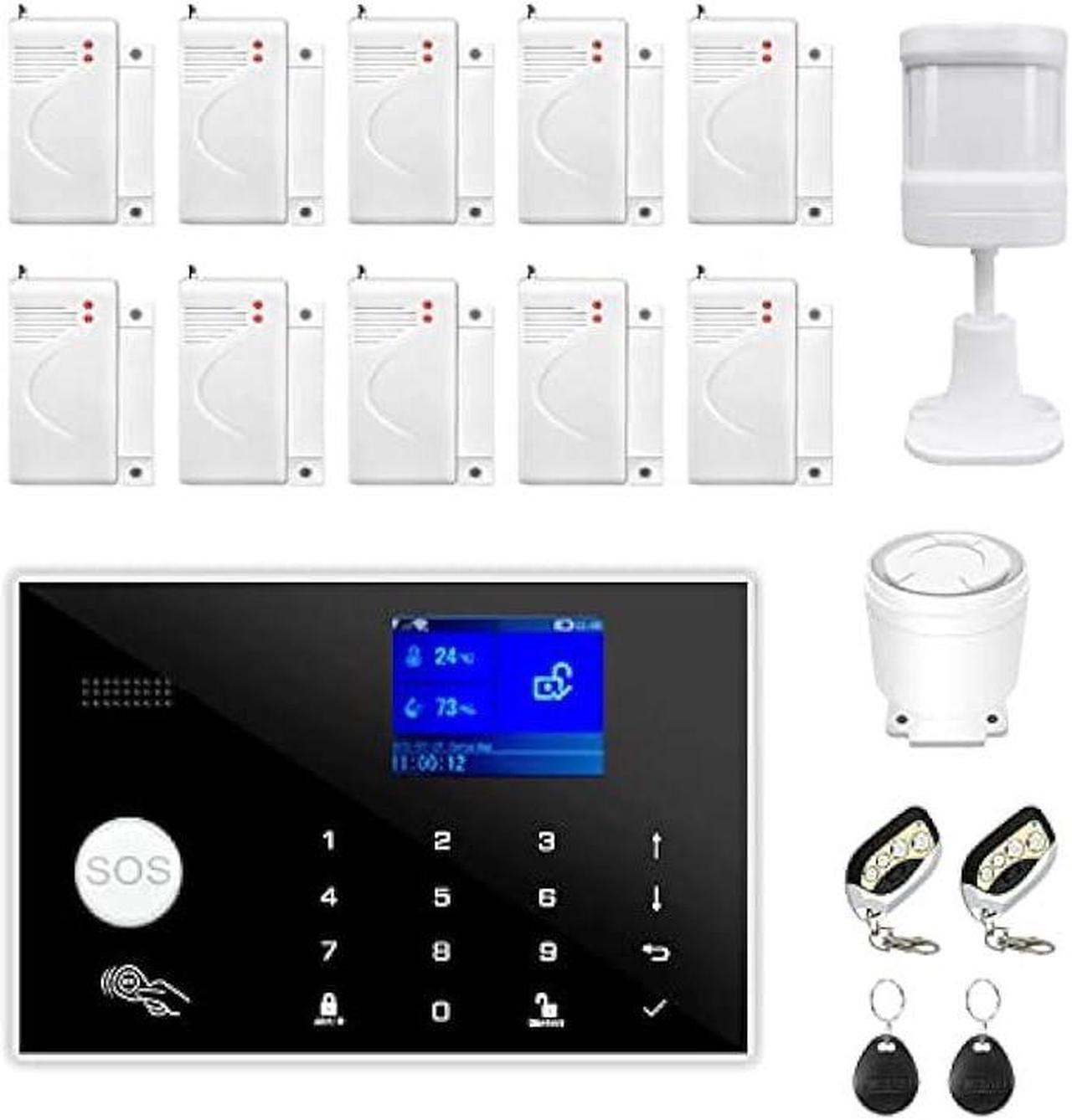 Main image of WiFi and GSM 17-Piece kit, Wireless Home Security Alarm System, Door/Window Sensor Entry Sensors (x10) with Smart Life and Tuya App Alert, 24/7 Monitoring Works with Google Assistant and Alexa