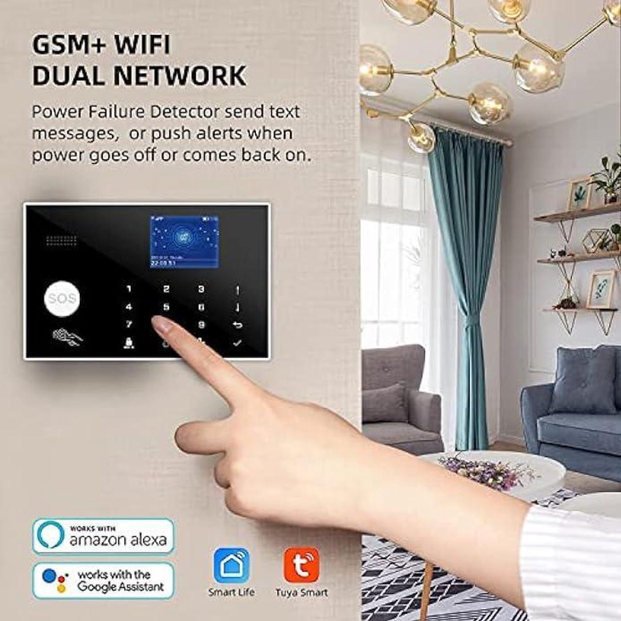 Alt view image 2 of 6 - WiFi and GSM 17-Piece kit, Wireless Home Security Alarm System, Door/Window Sensor Entry Sensors (x10) with Smart Life and Tuya App Alert, 24/7 Monitoring Works with Google Assistant and Alexa