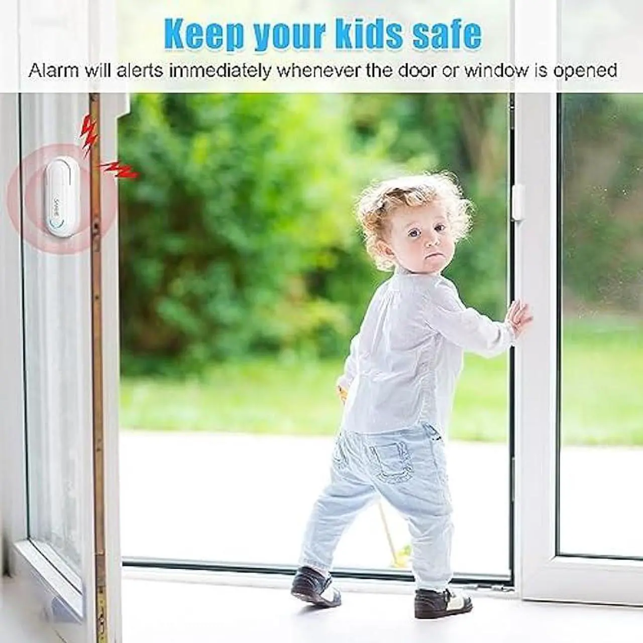 Alt view image 2 of 6 - SanJie Door Alarm for Kids Safety, 0-120 Db Volume Ajustable, Wireless Door Alarms with Remote for Home /Kids Safety/Dementia Patients/Pool 1Alarm+1Remote