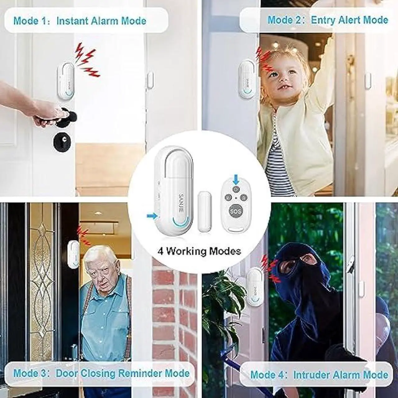 Alt view image 5 of 6 - SanJie Door Alarm for Kids Safety, 0-120 Db Volume Ajustable, Wireless Door Alarms with Remote for Home /Kids Safety/Dementia Patients/Pool 1Alarm+1Remote