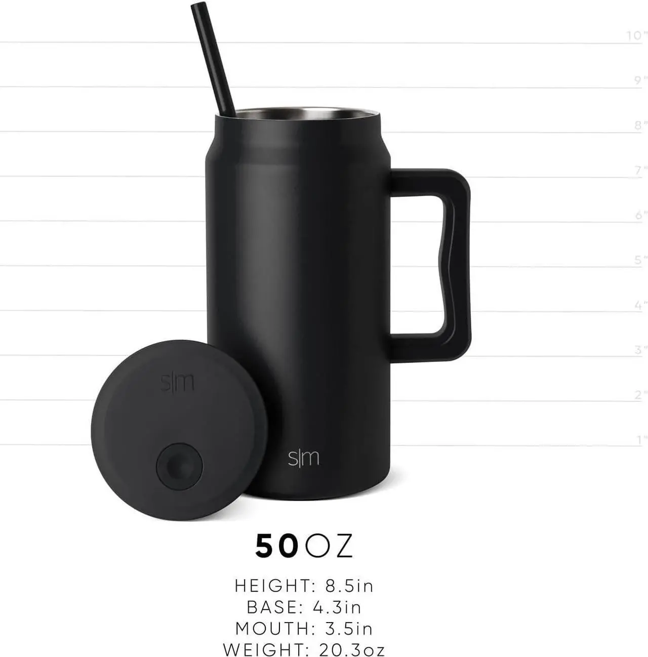 Alt view image 6 of 7 - Simple Modern 50 oz Mug Tumbler with Handle and Straw Lid | Reusable Insulated Stainless Steel Large Travel Jug Water Bottle Gifts for Women Men Him Her Trek Collection 50oz Winter White