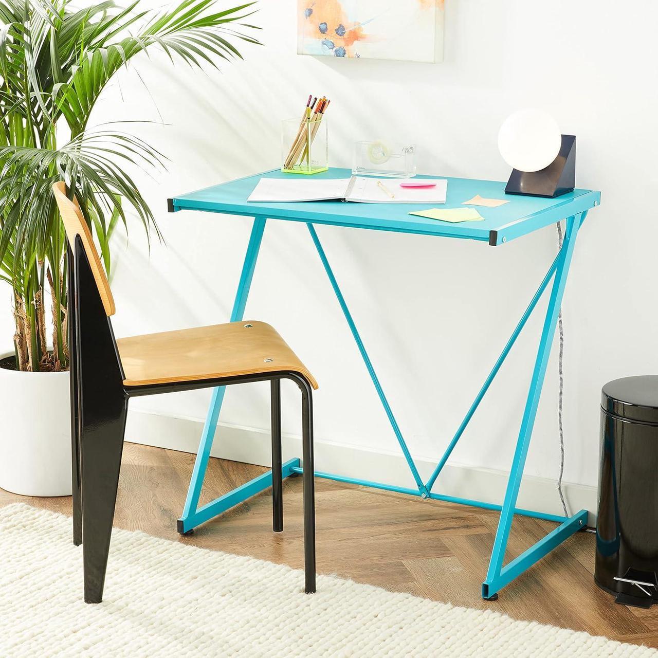 Alt view image 2 of 7 - Urban Shop Z-Shaped Student Desk, Aqua