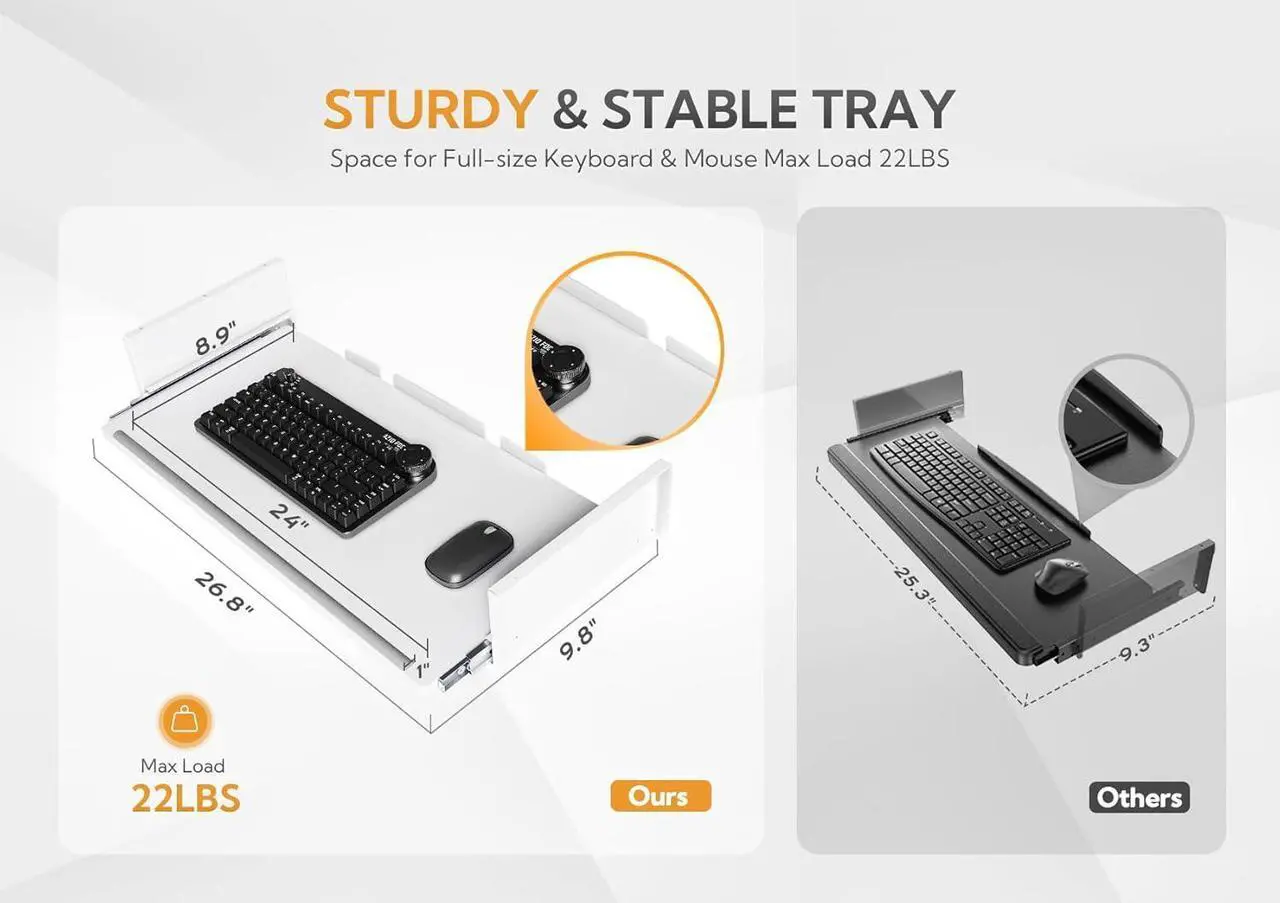 Alt view image 5 of 7 - Claiks Standing Desk with Keyboard Tray, Electric Standing Desk Adjustable Height, 48x24 Inches Sit Stand up Desk with Splice Board, Raising Desk for Home Office, White