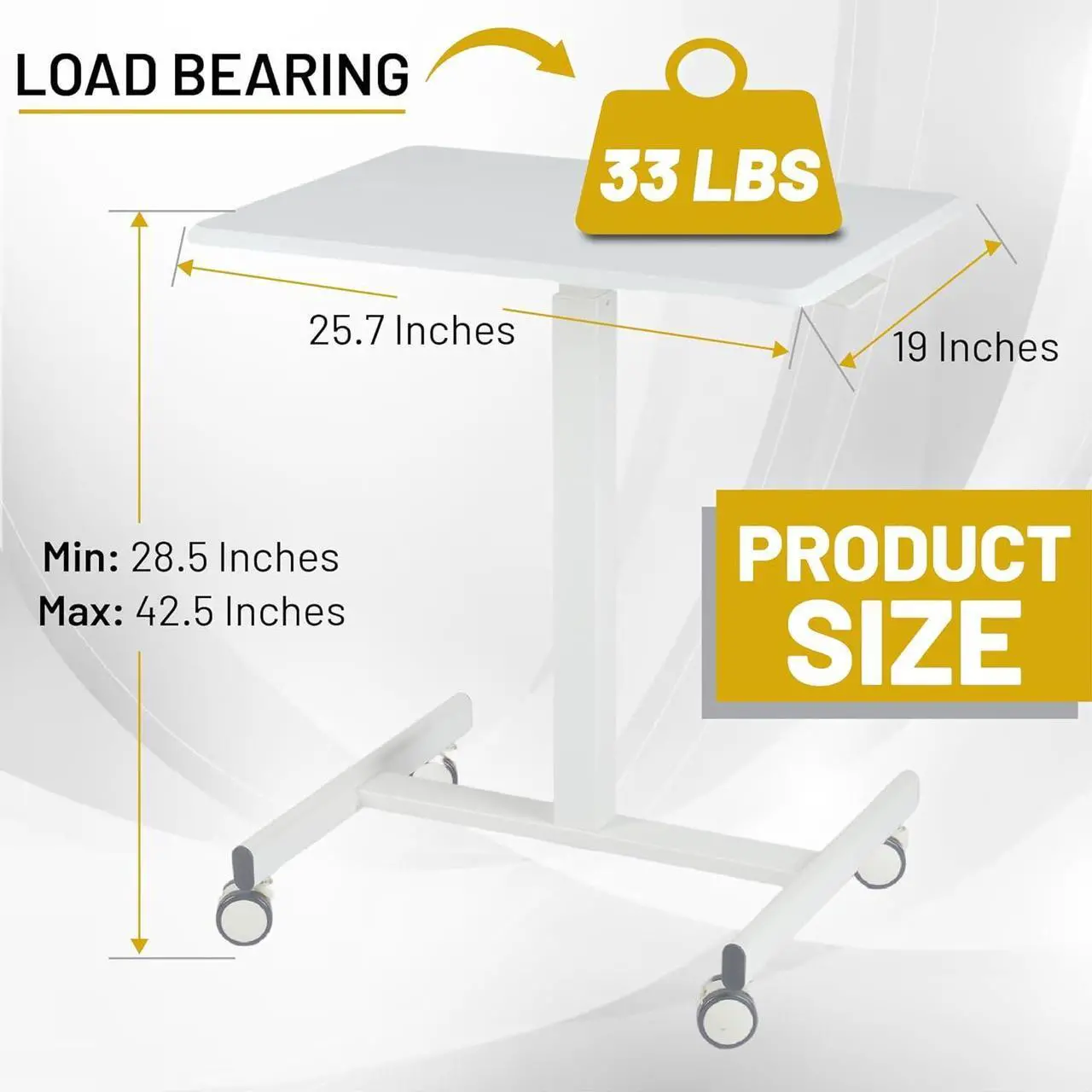 Alt view image 6 of 7 - NEWBULIG Mobile Laptop Standing Desk Adjustable Height Desk Stand Up Desk Small Rolling Sit Stand Desk with Wheels for Home Office, White