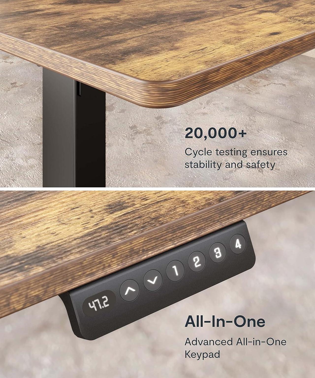Alt view image 6 of 7 - FLEXISPOT EN1 Electric Stand Up Desk 55 x 28 Inches Whole-Piece Desktop Ergonomic Memory Controller Height Adjustable Standing Desk (Black Frame + 55" Rustic Brown Desktop, 2 Packages)