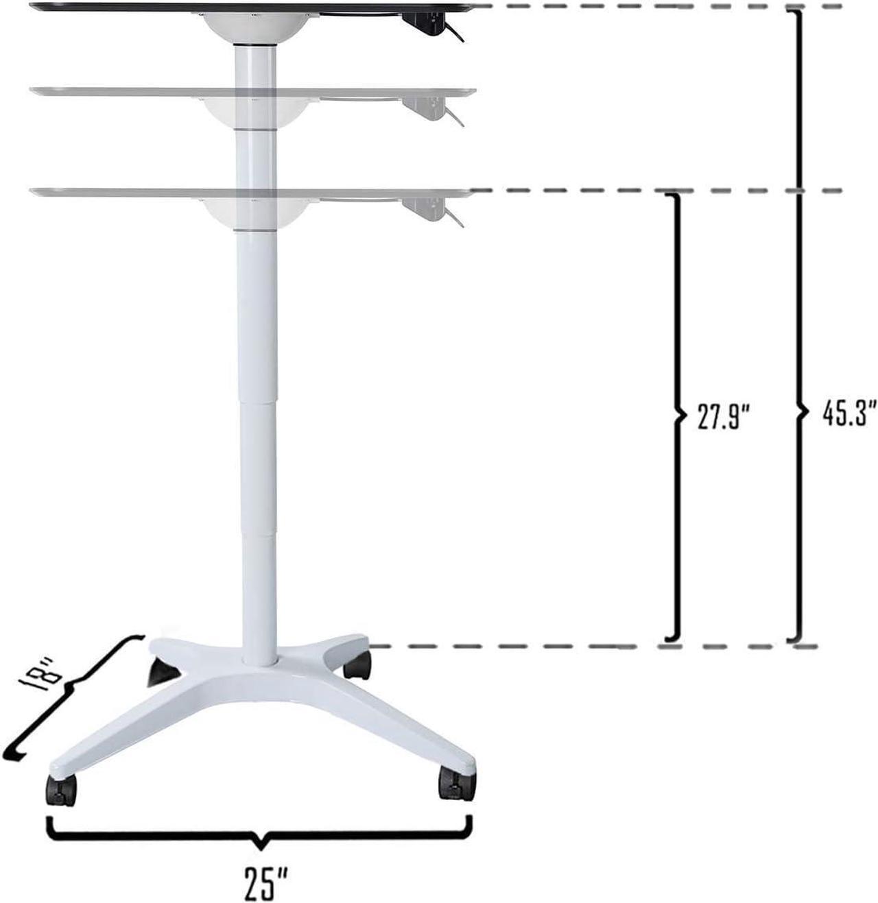 Alt view image 2 of 5 - CARTMAY Mobile Standing Desk,Pneumatic Height Adjustable Laptop Desk, Mobile Laptop Desk with Wheels, Height Adjustable from 28'' to 33'',White