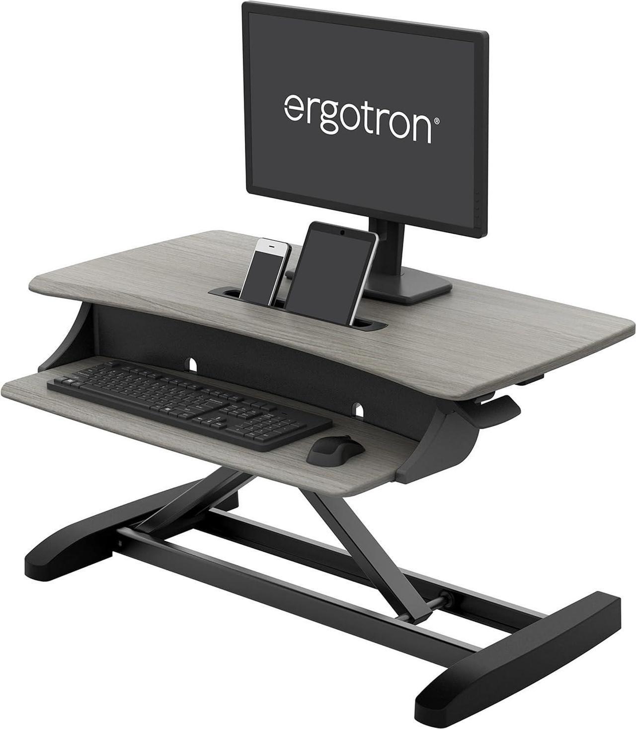 Main image of Ergotron  WorkFit-Z Mini Small Standing Desk Converter, Laptop Sit Stand Desk Riser for Tabletops and Home Office  31 Inch Width, Grey Woodgrain