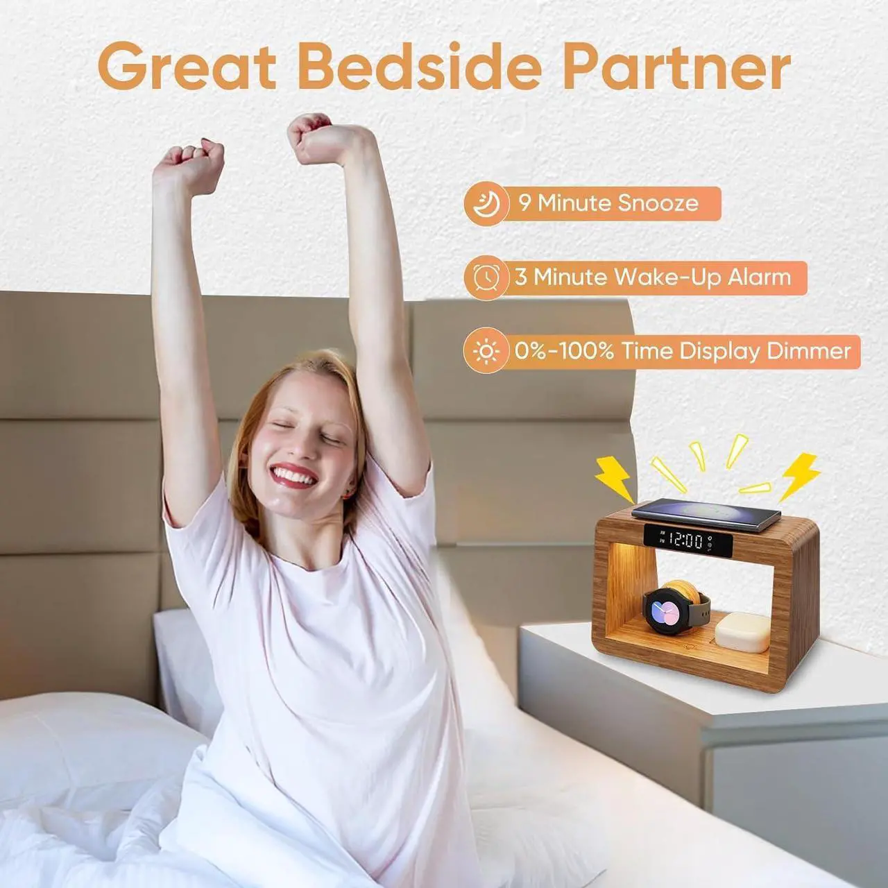 Alt view image 5 of 7 - Wireless Charger for Samsung Charging Station, Galaxy Wireless Charging Station Fast, Wireless Charging Docking Station for Samsung, for Samsung|Android Phone|Watch with Clock|Night Light