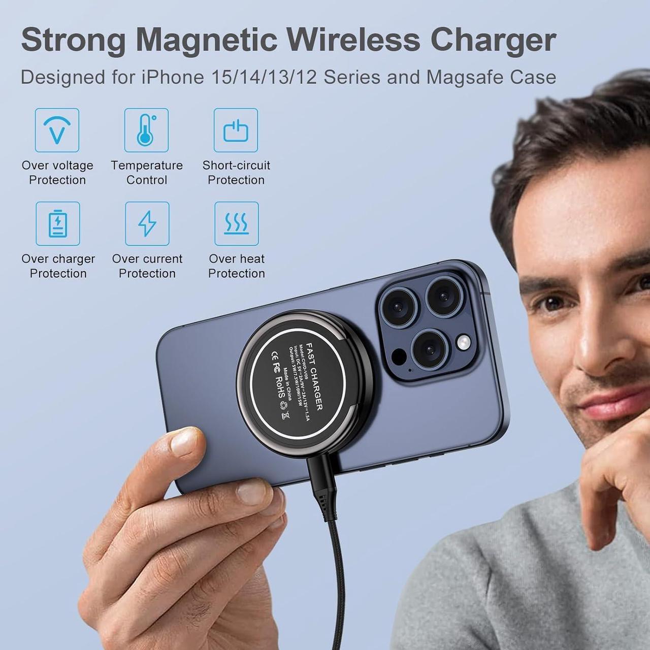 Alt view image 5 of 7 - Magsafe Charger  S24 Ultra Wireless Charger Pad Fast Charging Stand for Galaxy S24+/S23/S22/S21 15W Wireless Charger Mat with PD 20W USB C Charging Block for Google Pixel 8/7/6 iPhone 15 Series