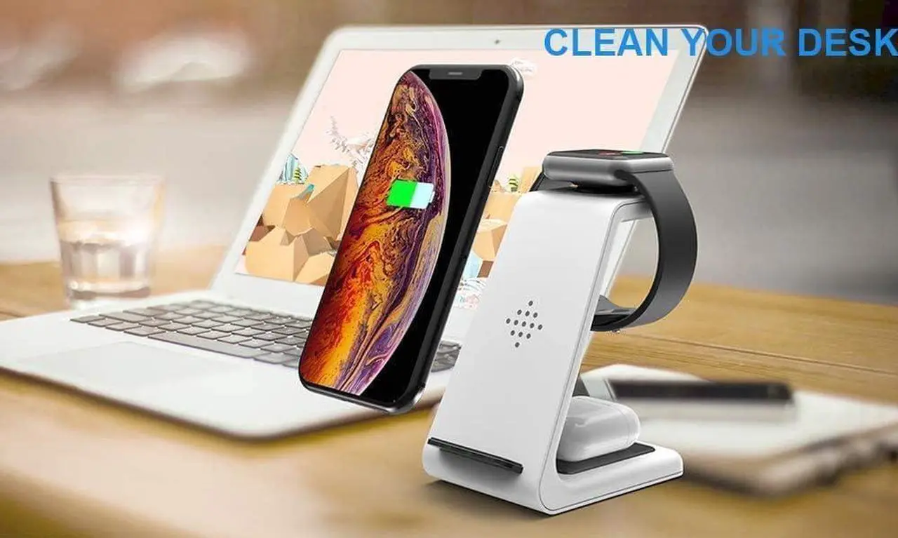 Alt view image 3 of 6 - Wireless Charger iPhone,3 in 1 Fast Wireless Charging Station Stand Dock for Apple Watch Ultra/8/7/6/SE/5/4/3/2,Airpods Pro,iPhone 15/15 Pro Max/14/13/12/11/X/Pixel 7/6 Phone,Women Men Father Gift