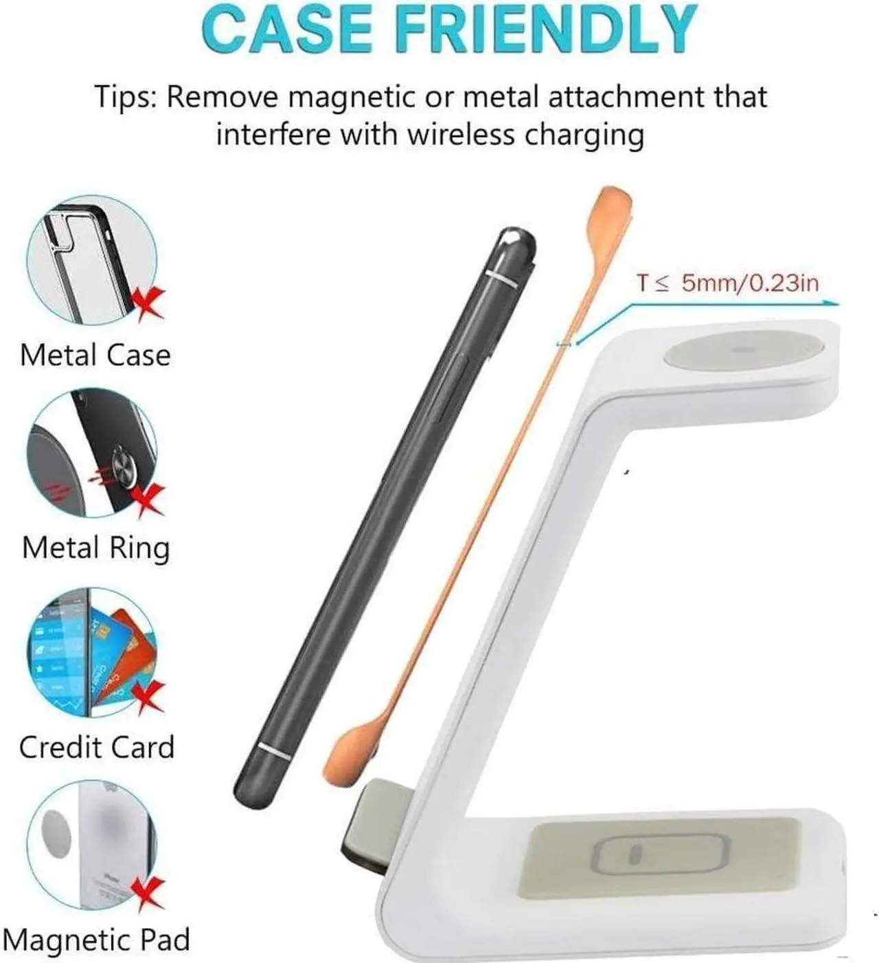 Alt view image 6 of 6 - Wireless Charger iPhone,3 in 1 Fast Wireless Charging Station Stand Dock for Apple Watch Ultra/8/7/6/SE/5/4/3/2,Airpods Pro,iPhone 15/15 Pro Max/14/13/12/11/X/Pixel 7/6 Phone,Women Men Father Gift