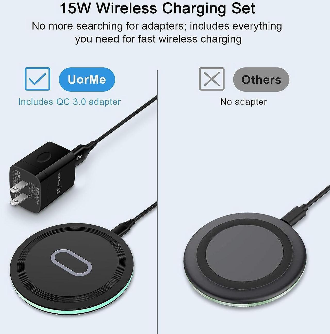 Alt view image 4 of 7 - Wireless Charger Samsung Fast Charging Pad for Samsung Galaxy S25 Ultra/S24 FE/S23 Ultra/S22/S21/Z Flip 6 5,15W Wireless Charging Station Charger Mat and QC Adapter for Google Pixel 9 8a 7a 8 7 Pro