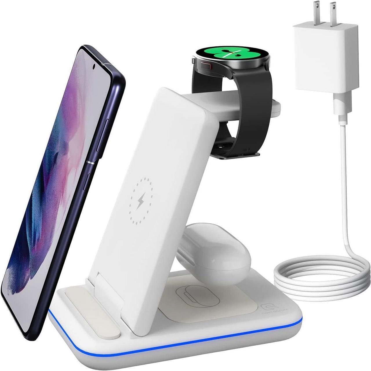 Main image of Wireless Charging Station for Samsung Galaxy Phone/Watch/Buds, 3 in 1 Foldable Charging Stand for Samsung S24 S23/S22/S21/S20/Note20/10/Galaxy Watch6/5/4/3/Classic/Active Buds+/Live with 18W Adapter