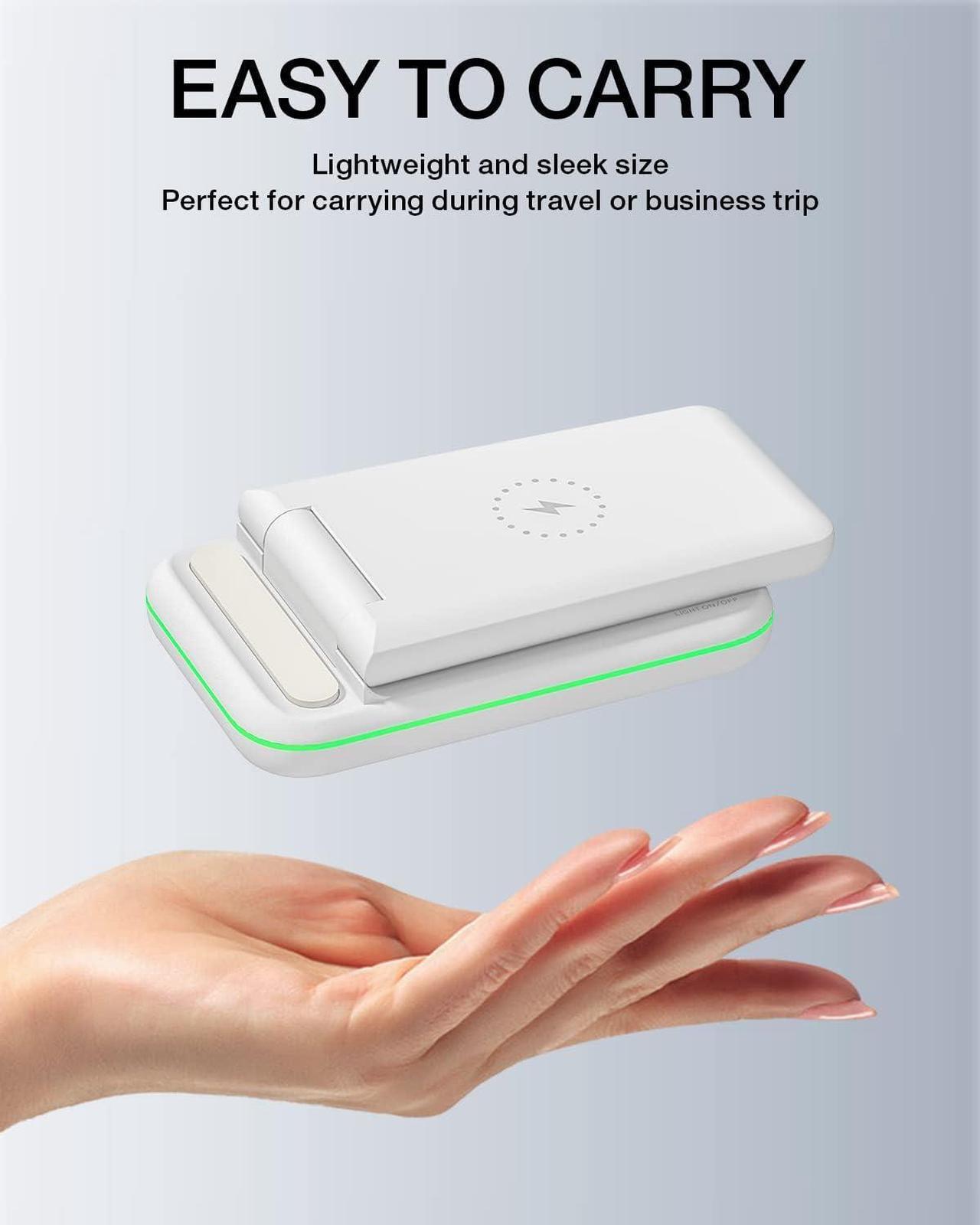 Alt view image 4 of 7 - Wireless Charging Station for Samsung Galaxy Phone/Watch/Buds, 3 in 1 Foldable Charging Stand for Samsung S24 S23/S22/S21/S20/Note20/10/Galaxy Watch6/5/4/3/Classic/Active Buds+/Live with 18W Adapter
