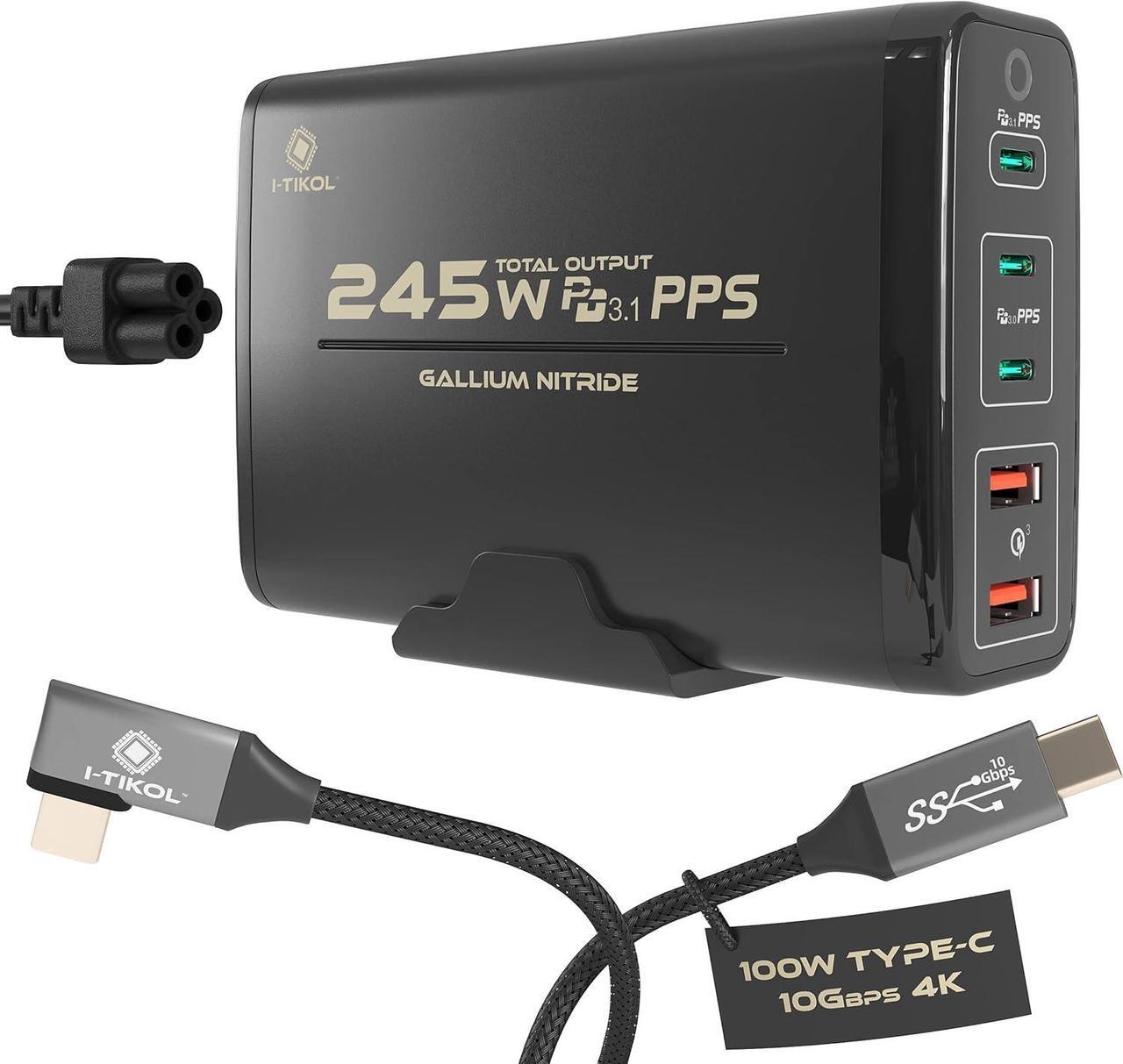 Main image of 245W USB C Charger A2215 - USB C Charger Block - Desktop 5-Port GaN Charger 3 USB-C 2 USB-A - Powered USB Hub - Multiple Devices Support PD3.1/PPS/QC4+/QC3.0 for Phones Laptops
