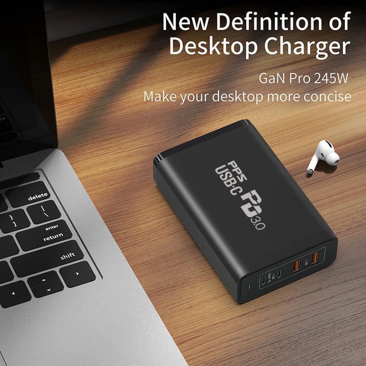Alt view image 7 of 7 - 245W USB C Charger Station CHIPOFY GaN Tech 4-Port Desktop Charging Station Multiport Laptop PD Fast Charger for MacBook Pro Air iPhone 14 13 Pro Max  Galaxy and More