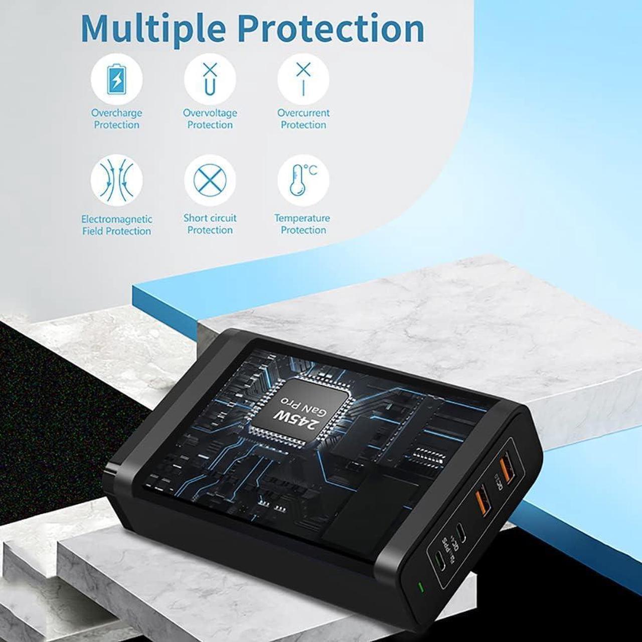 Alt view image 5 of 7 - 245W USB C Charger Station CHIPOFY GaN Tech 4-Port Desktop Charging Station Multiport Laptop PD Fast Charger for MacBook Pro Air iPhone 14 13 Pro Max  Galaxy and More