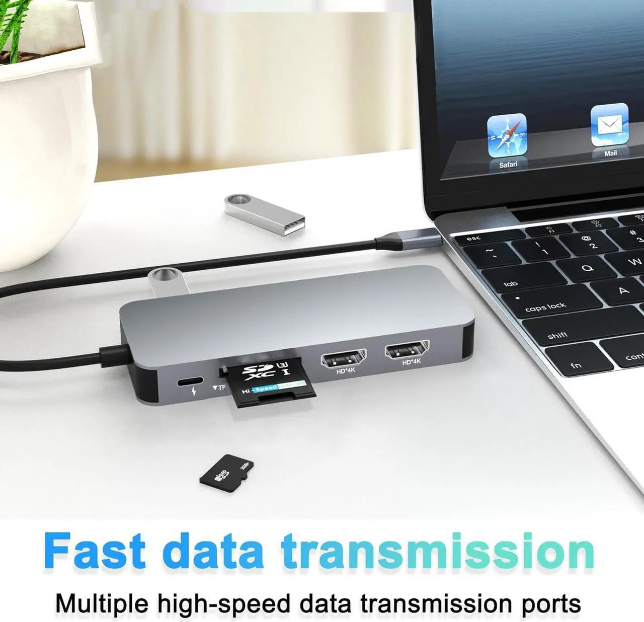 Alt view image 4 of 7 - Docking Station Dual Monitor, USB C to Dual HDMI Adapter, USB C Docking Station Dual Monitor, Dual Monitor Adapter, USB C Hub 10 in 1 Docking Station 3 Monitors with HDMI/VGA/PD/USB/SD/TF/3.5mm Audio