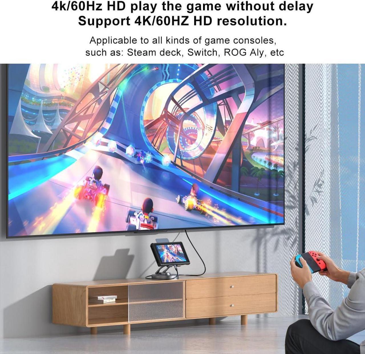 Alt view image 3 of 6 - YCE 6 in 1 Docking Station for Steam Deck and ROG,with 4K@60Hz,100W PD,Audio,USB A,USB C Rotatable Folding Type-C Tablet Stand Holder for iPad,Steam Deck,ROG Ally,Phone