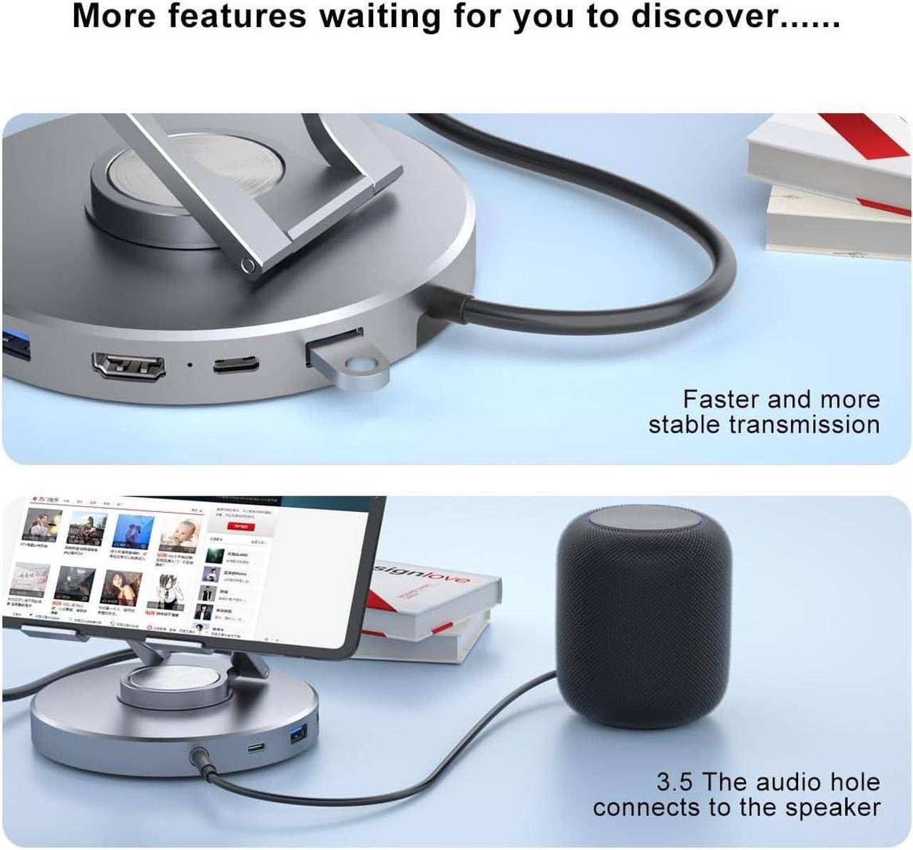 Alt view image 4 of 6 - YCE 6 in 1 Docking Station for Steam Deck and ROG,with 4K@60Hz,100W PD,Audio,USB A,USB C Rotatable Folding Type-C Tablet Stand Holder for iPad,Steam Deck,ROG Ally,Phone