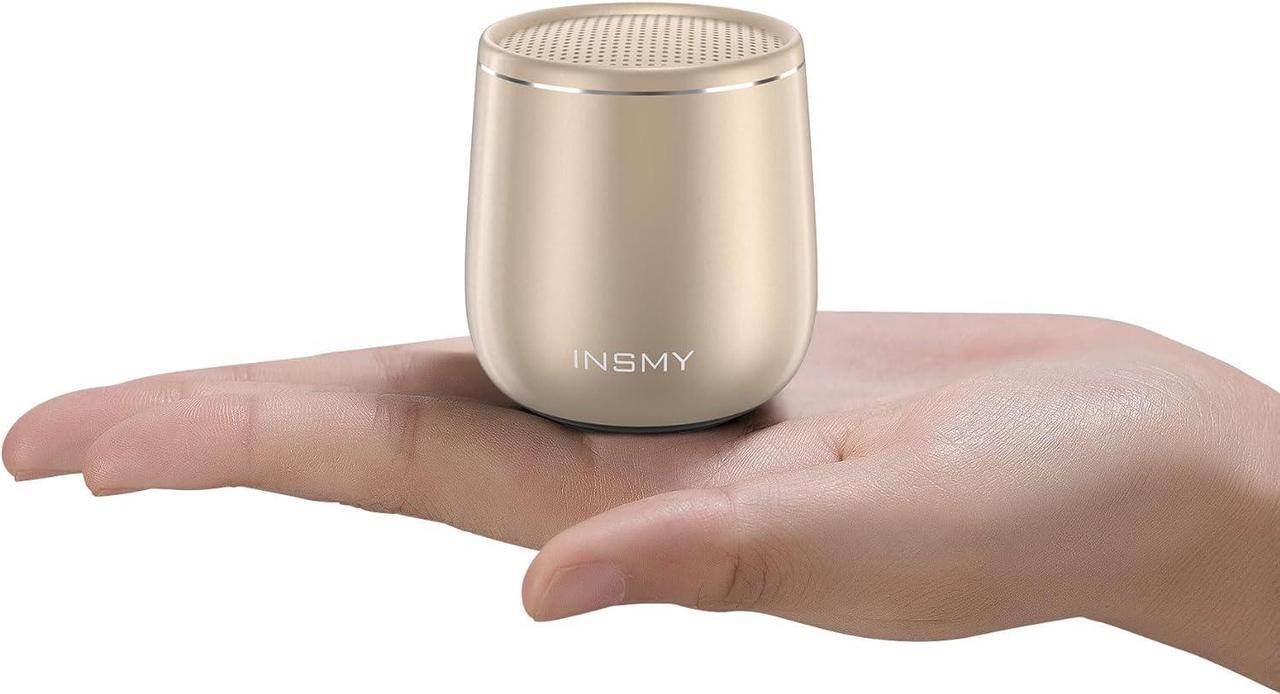 Main image of INSMY Small Bluetooth Speaker, Waterproof Mini Portable Wireless Speaker, Punchy Bass Rich Audio Stereo Pairing, Handheld Pocket Size,Built in Mic for Hiking Biking Gift Laptop Tablet (Gold)