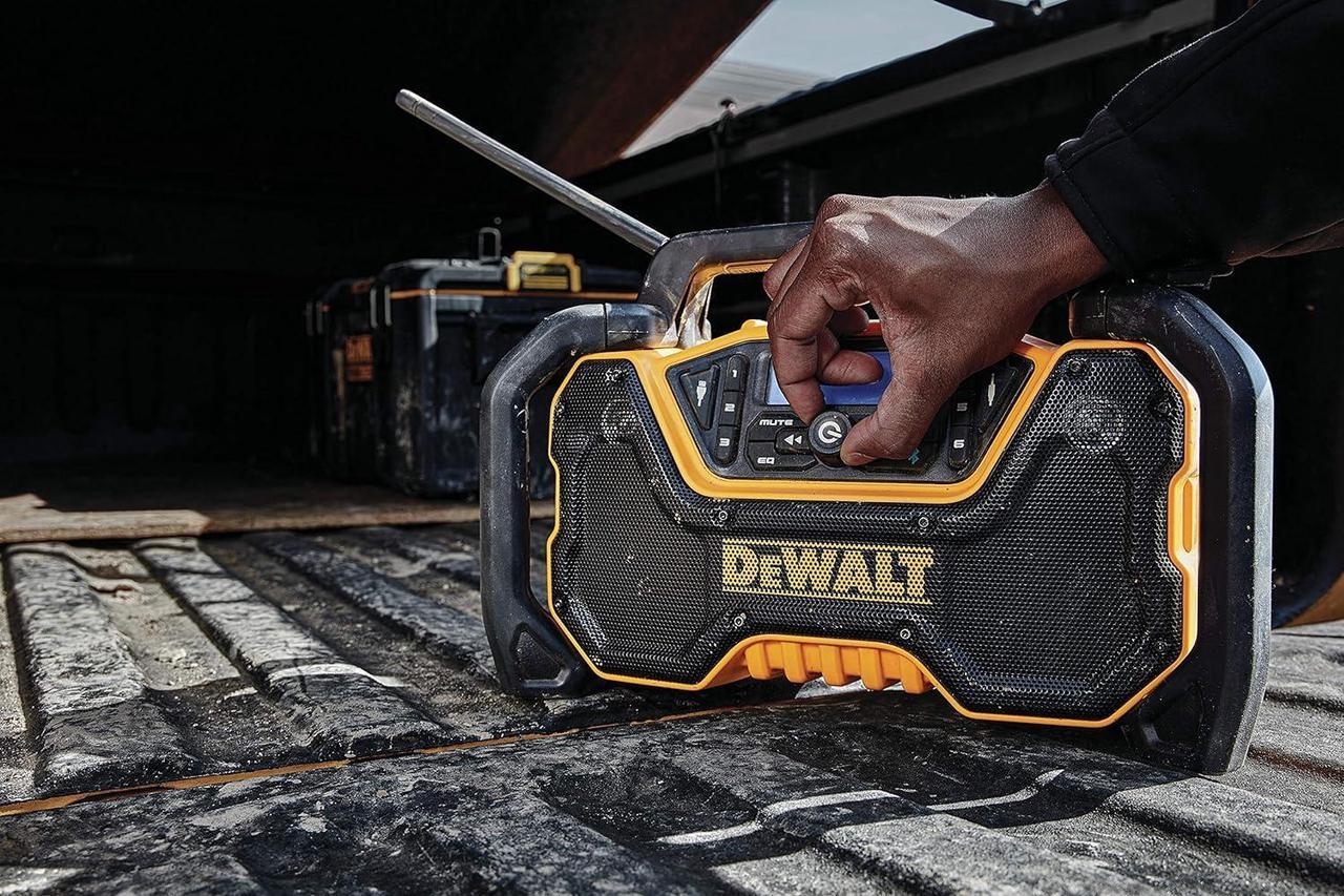 Alt view image 7 of 7 - DEWALT 12V/20V MAX Portable Bluetooth Radio, Cordless, 100 ft Range, 3.5 Subwoofers, Jobsite (DCR028B)