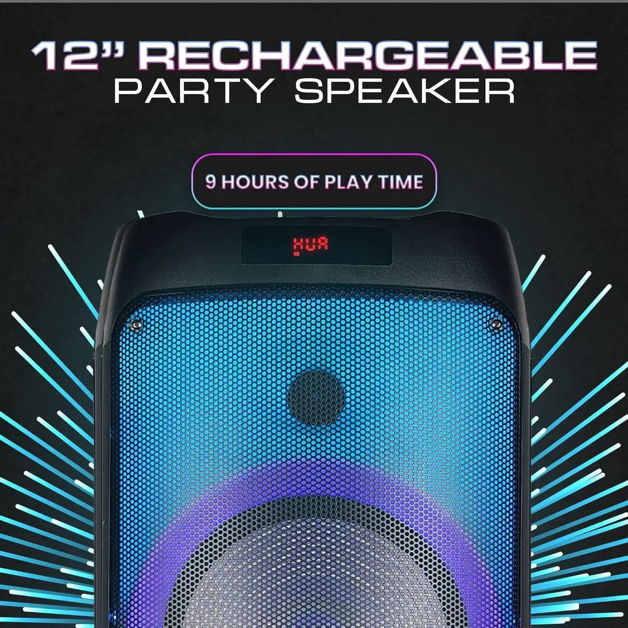 Alt view image 4 of 7 - Dolphin SPF-1212R Powerful Sound & BASS | Portable Rechargeable Big Party Speaker | Dual 12", 3X 1 Tweeters | LED Party Lights, Handles and Wheels