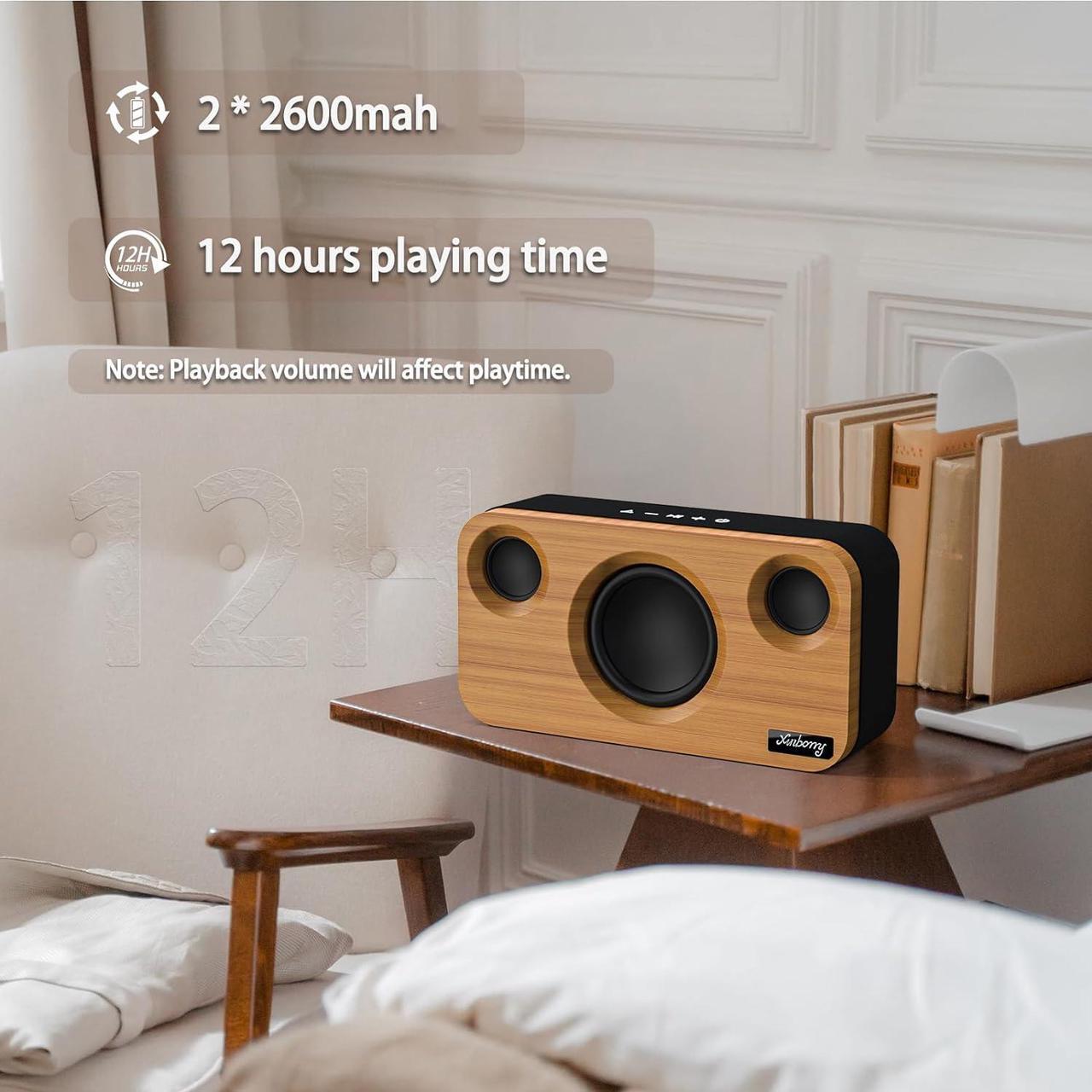 Alt view image 3 of 6 - Bluetooth Speaker with Deep Bass, 40W(Peak) Wireless Portable Speaker with TWS, AUX, TF Card, Stereo Sound Wood Home Audio Sync up to 100 Bluetooth 5.3 Speakers For Home Party, Outdoor Camping