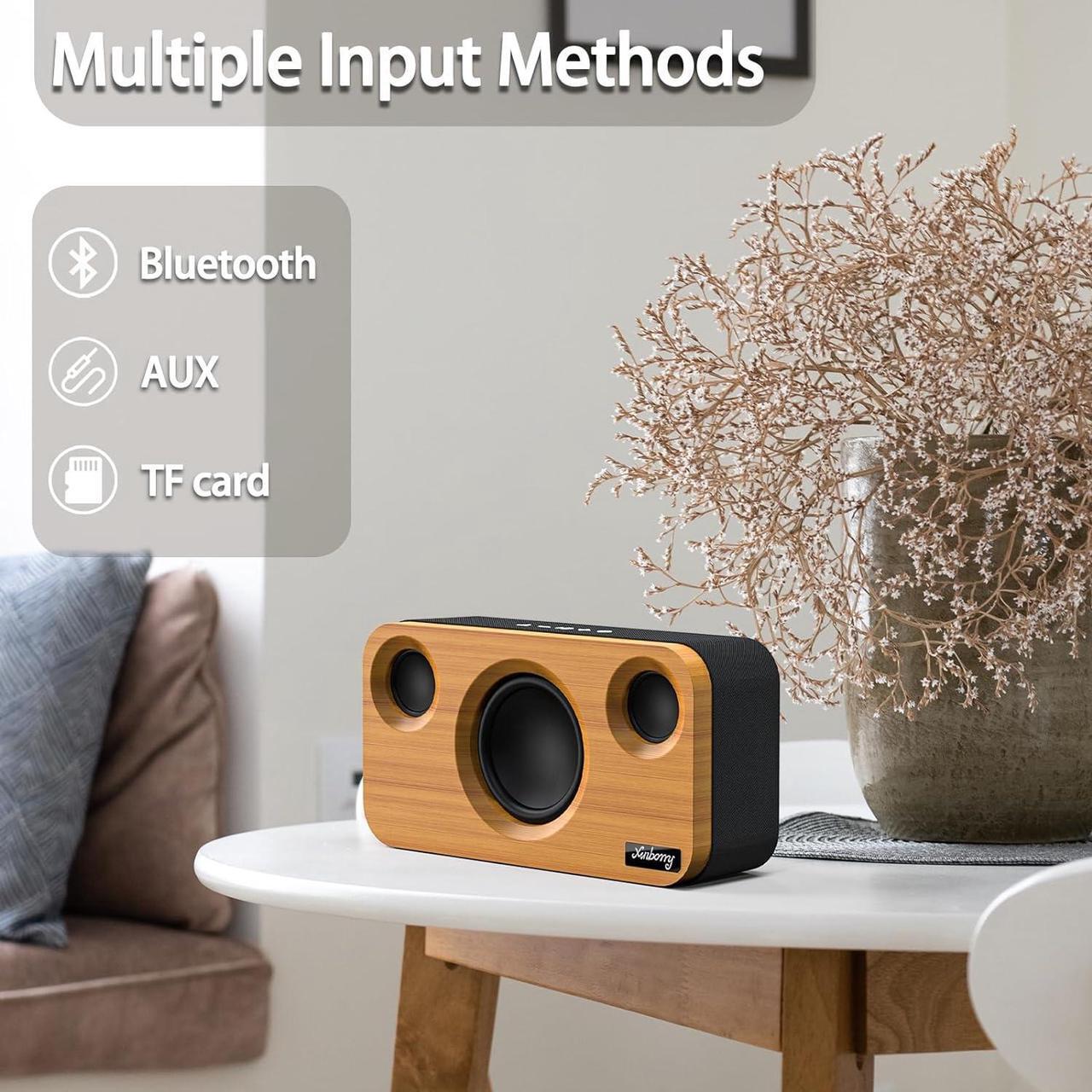Alt view image 5 of 6 - Bluetooth Speaker with Deep Bass, 40W(Peak) Wireless Portable Speaker with TWS, AUX, TF Card, Stereo Sound Wood Home Audio Sync up to 100 Bluetooth 5.3 Speakers For Home Party, Outdoor Camping