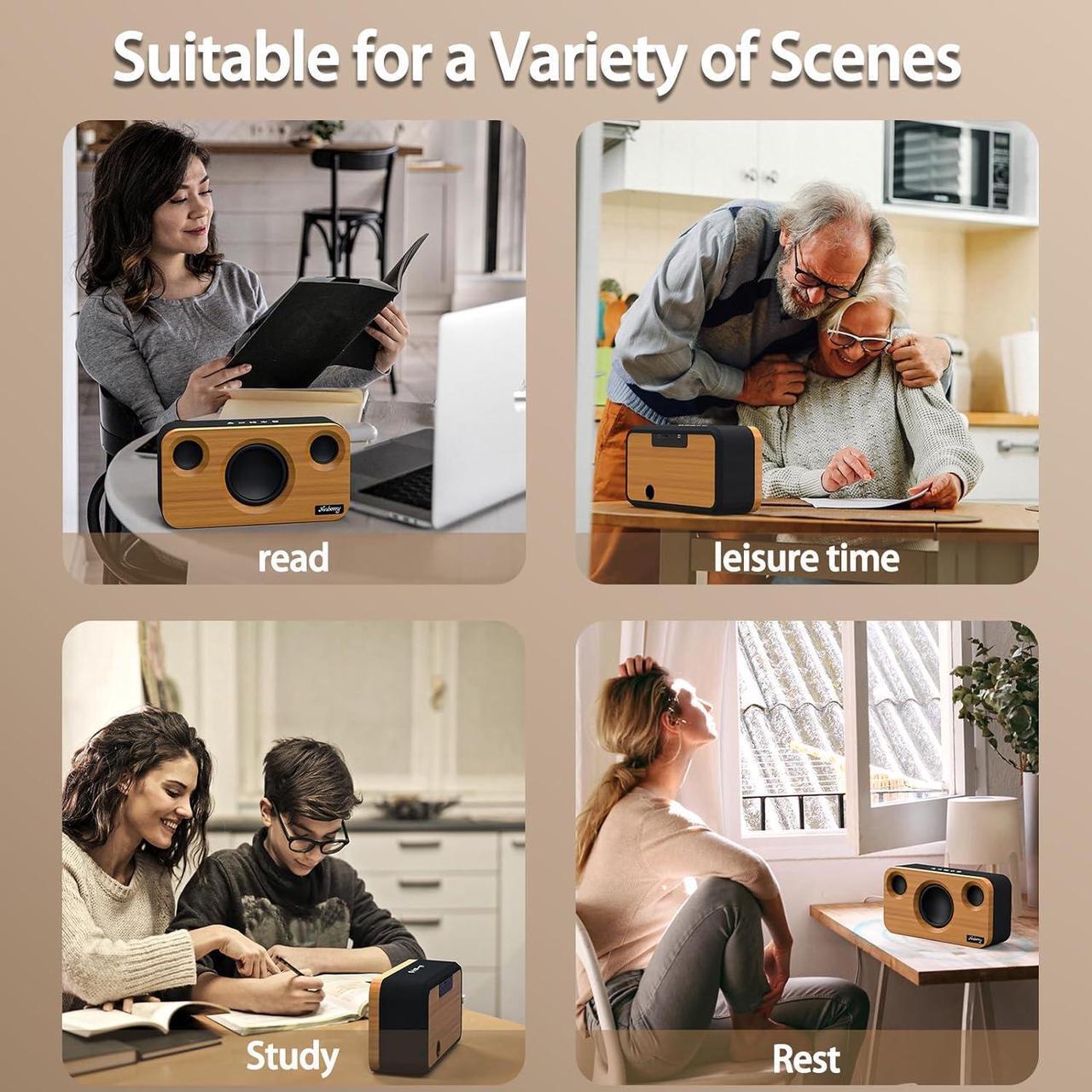 Alt view image 6 of 6 - Bluetooth Speaker with Deep Bass, 40W(Peak) Wireless Portable Speaker with TWS, AUX, TF Card, Stereo Sound Wood Home Audio Sync up to 100 Bluetooth 5.3 Speakers For Home Party, Outdoor Camping