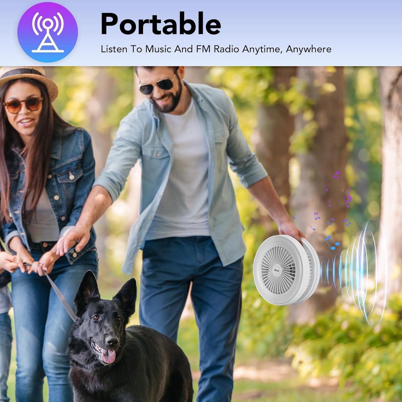Alt view image 5 of 7 - Delxo Portable Fan Bluetooth Speakers Rechargeable,Wireless Bluetooth Speaker with LED Night Light for Bedroom,Large Battery Power Radio Speaker with USB-C Charging White