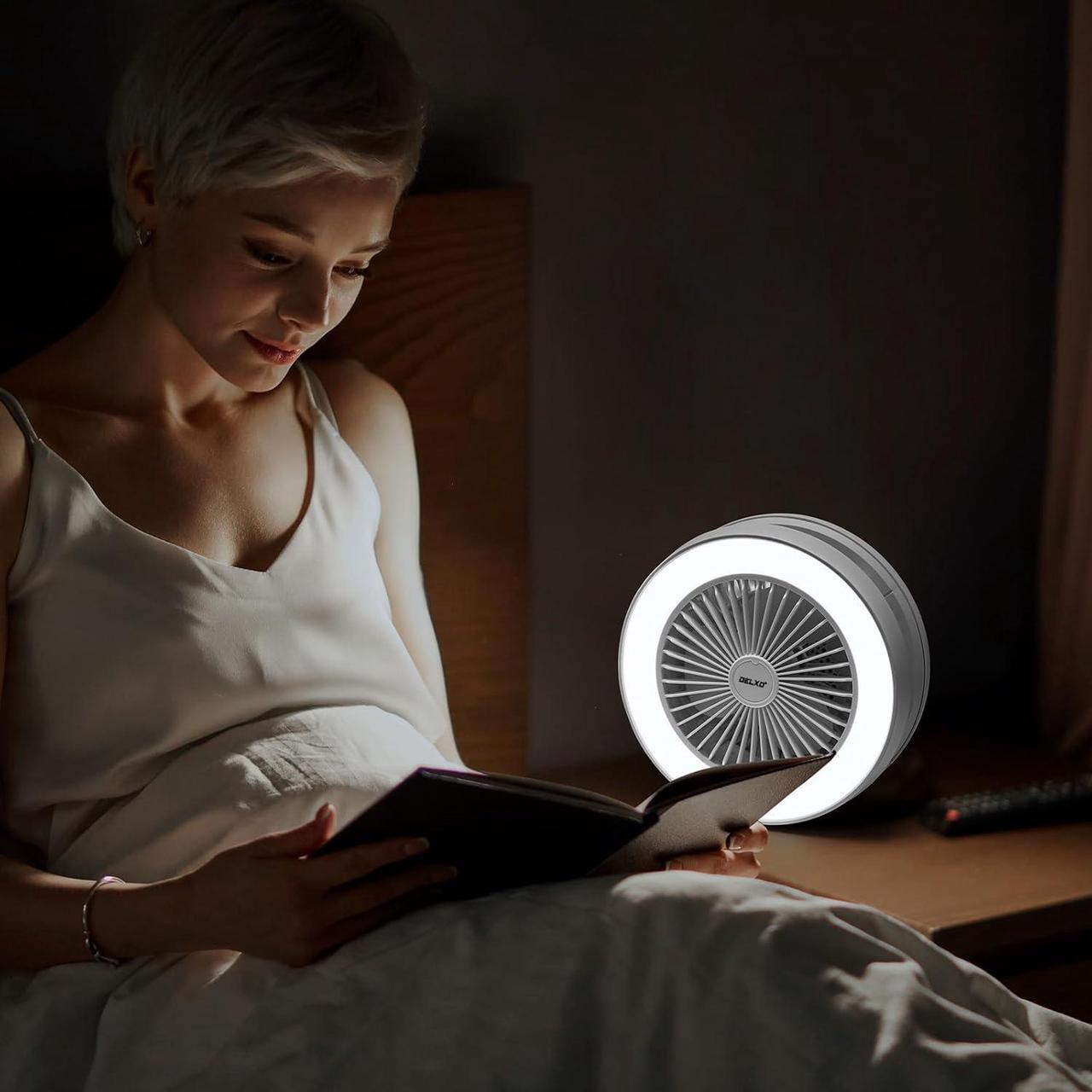 Alt view image 7 of 7 - Delxo Portable Fan Bluetooth Speakers Rechargeable,Wireless Bluetooth Speaker with LED Night Light for Bedroom,Large Battery Power Radio Speaker with USB-C Charging White