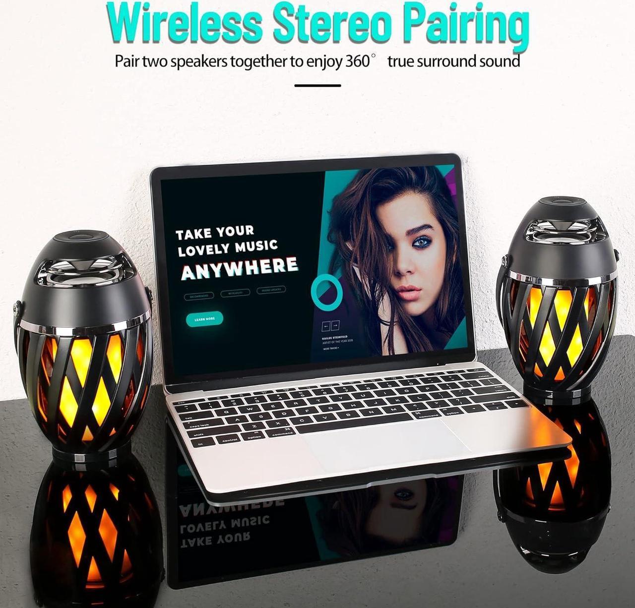 Alt view image 5 of 7 - Outdoor Speakers Bluetooth Waterproof Wireless, Gifts for Women/Mom/Men/Dad, Bluetooth 5.1, Torch Ambient Light, LED Flame Speaker, Dual Pairing, Camping Patio Accessories