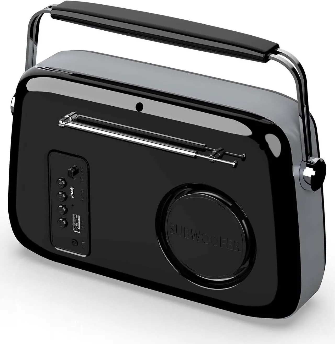Alt view image 2 of 7 - Portable FM Shortwave Radio,Vintage Bluetooth Speaker with Radio FM.Retro Bluetooth Speaker with 1500mAh Large Capacity Battery,Enhanced Bass,Support AUX TF Card USB Disk MP3 Player (Black)